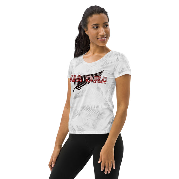 Kia Ora Māori Fern Tattoo Style Women's Athletic T-shirt