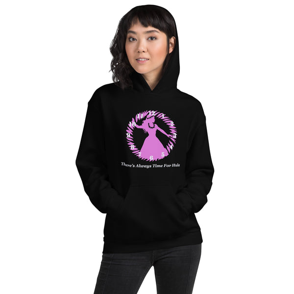 There's Always Time for Hula Unisex Hoodie Female Dancer Pink Silouette