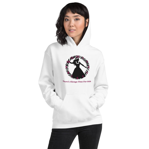 There's Always Time for Hula Unisex Hoodie Female Dancer Pink Silouette
