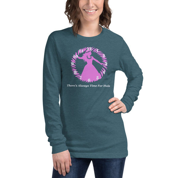 There's Always Time for Hula Unisex Long Sleeve Tee Female Silouette Design