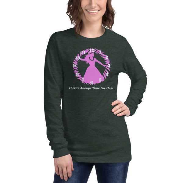 There's Always Time for Hula Unisex Long Sleeve Tee Female Silouette Design
