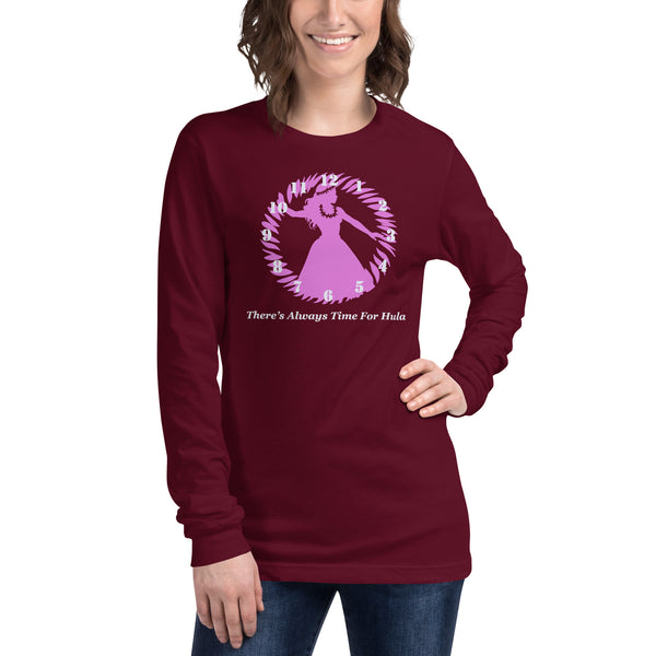 There's Always Time for Hula Unisex Long Sleeve Tee Female Silouette Design