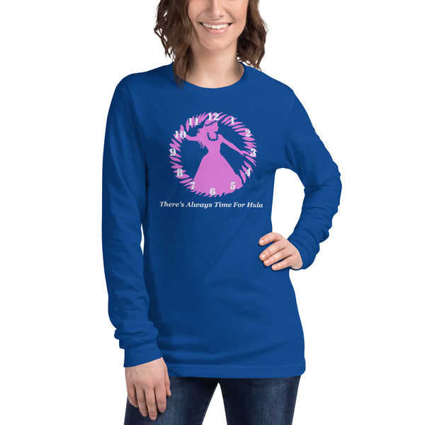 There's Always Time for Hula Unisex Long Sleeve Tee Female Silouette Design