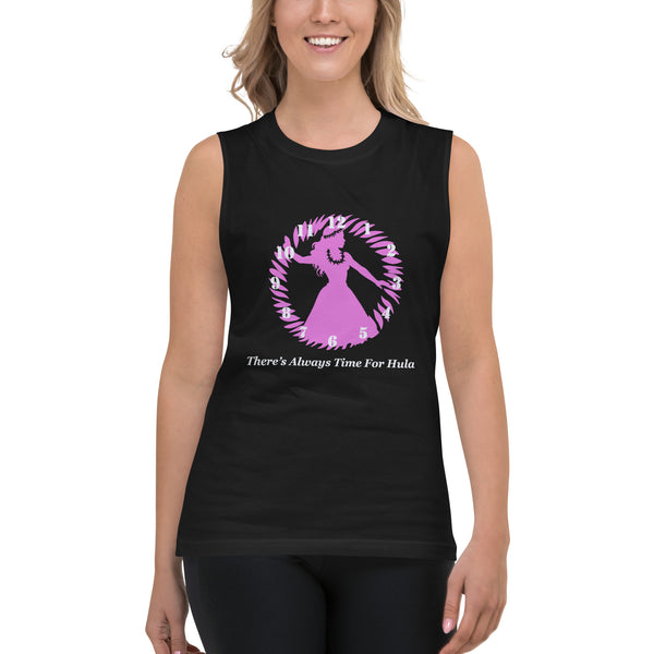 There's Always time for Hula Unisex Muscle Shirt - Pink Girl Silouette Design