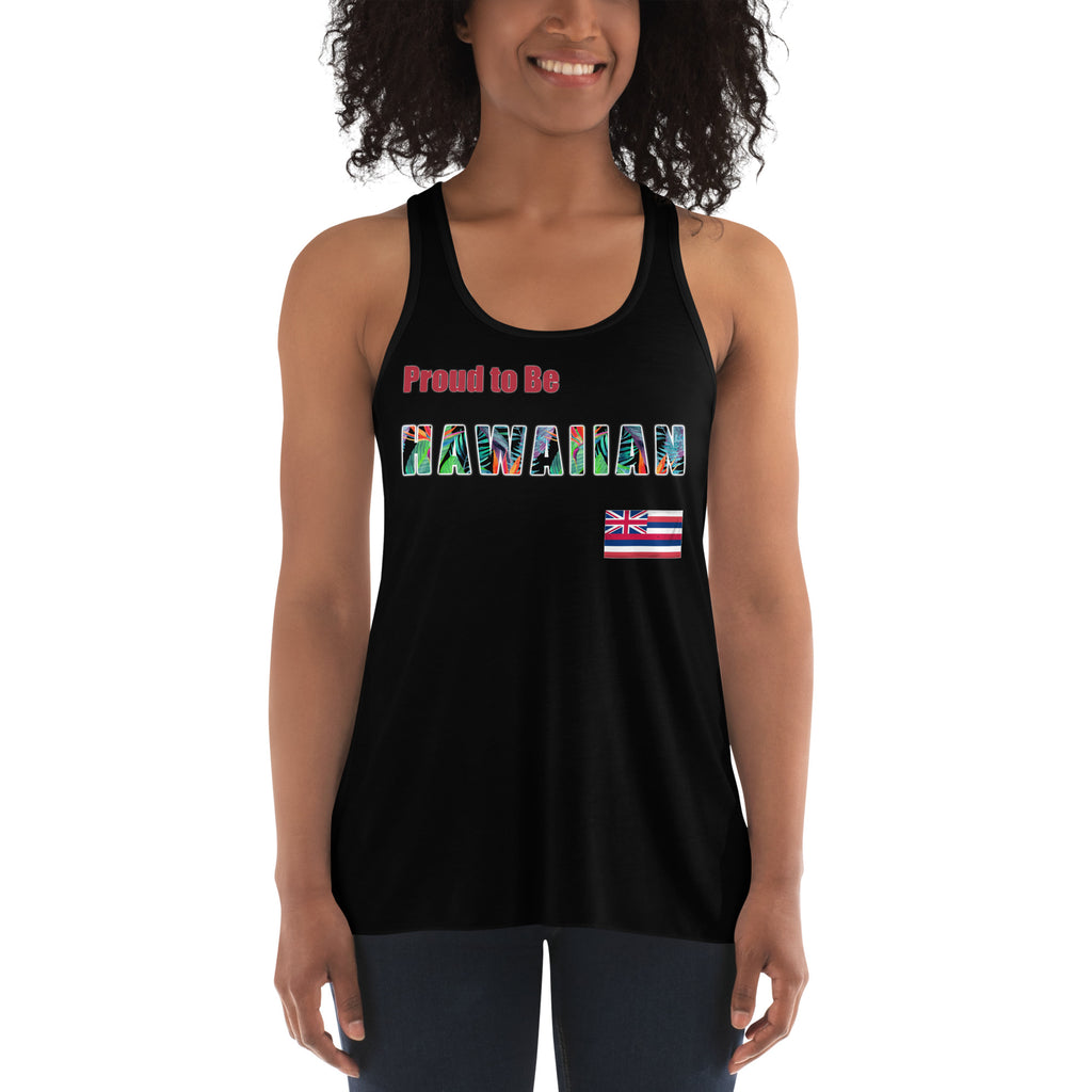 Proud to Be Hawaiian Tropical Design Women's Flowy Racerback Tank