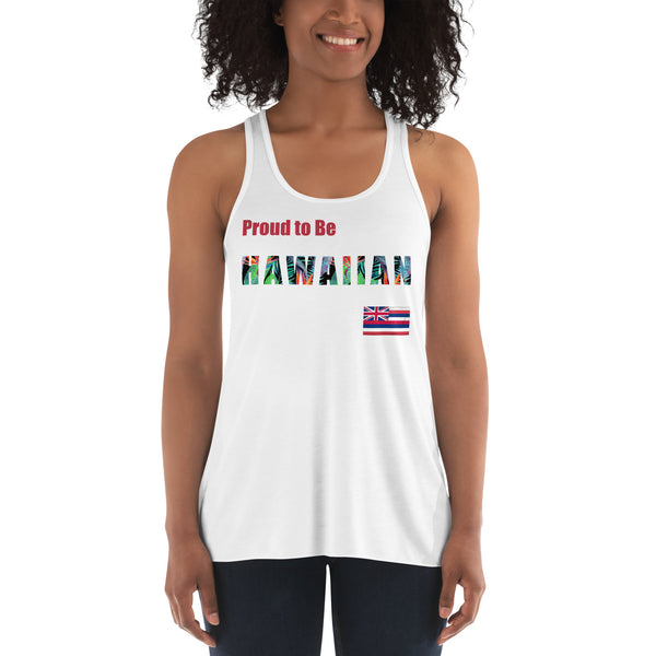 Proud to Be Hawaiian Tropical Design Women's Flowy Racerback Tank
