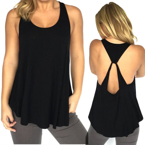 Black Strappy Open Back Tank Top from the Aloha Collection