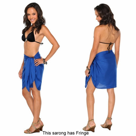 White Half Pareo (Sarong) with Fringe