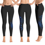 Blue hibiscus legging