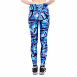 Bright Blue Monstera Leaf Long Yoga Pants / Leggings