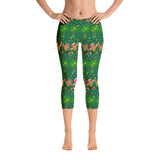 Hawaiian Christmas Capri Leggings in Green