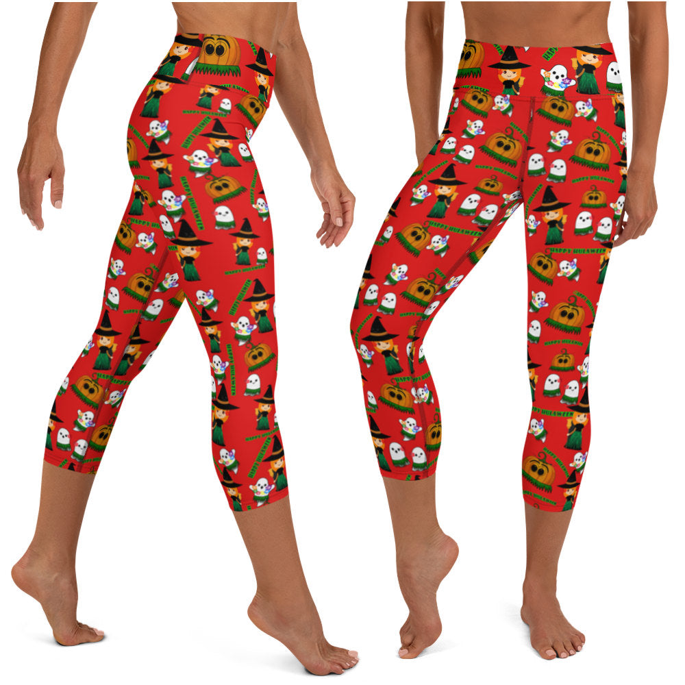 Halloween - Happy Hulaween Capri Leggings - 6 Color Choices & Regular or Wide Waistband