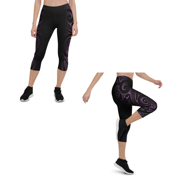 Hawaiian tattoo capri leggings