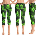 Bright Lime Palm Tree Capri Leggings
