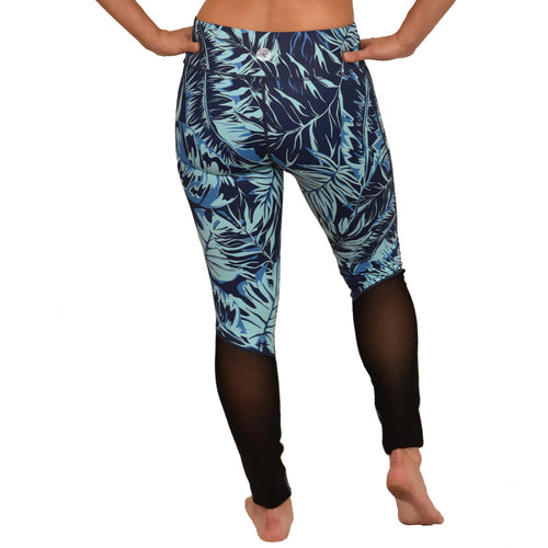 Hawaiian Fern Yoga leggings with mesh details