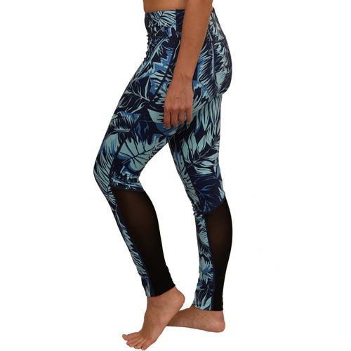 Hawaiian Fern pattern leggings with mesh calf