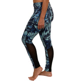 Hawaiian Fern pattern leggings with mesh calf