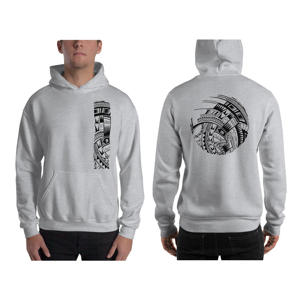 Gray Grey Polynesian Samoan tattoo Hawaiian Hooded Sweatshirt