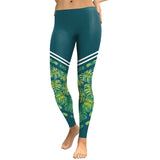 Blue and Green Tropical Fern Long Yoga Pants / Leggings