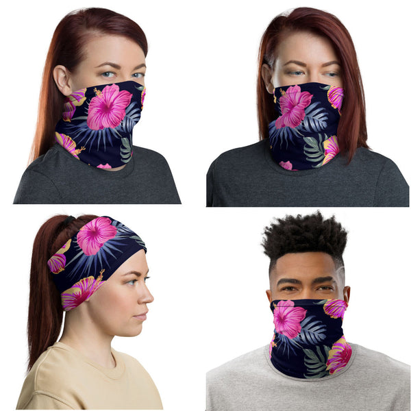 pink hibiscus neck gaiter