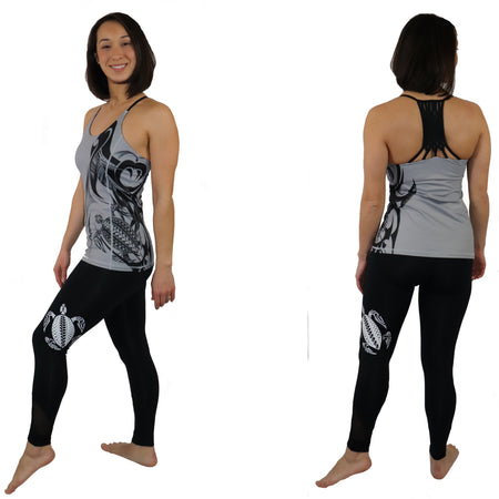 Malosi Workout Set Samoan and Maori Fusion Tattoo Tank with Capri Yoga Pants