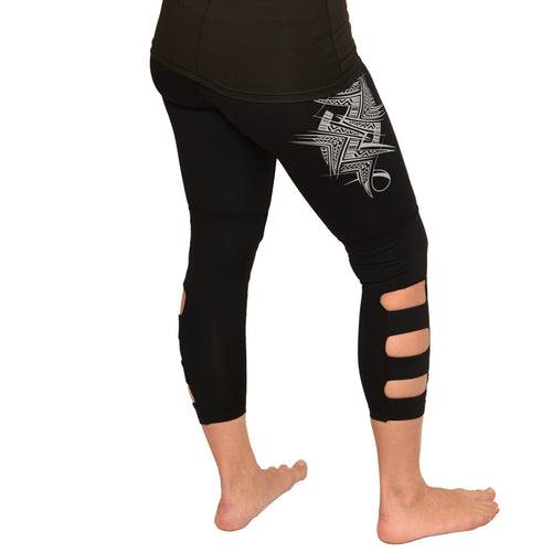 Samoan tattoo workout crop yoga pants with cut out