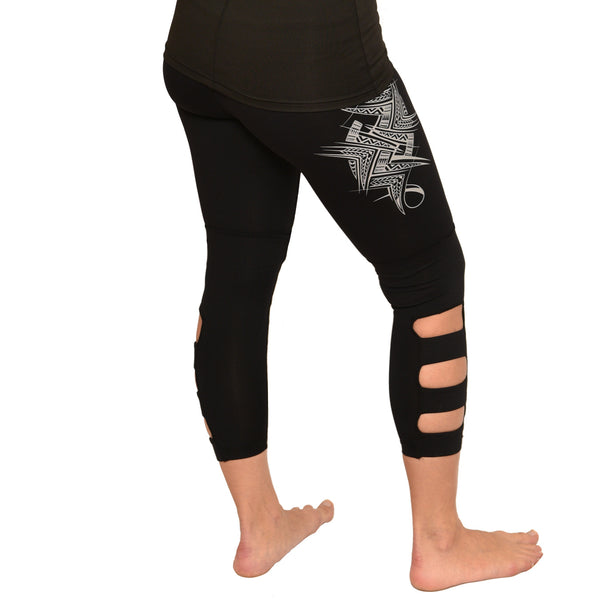 Samoan tattoo workout crop yoga pants with cut out