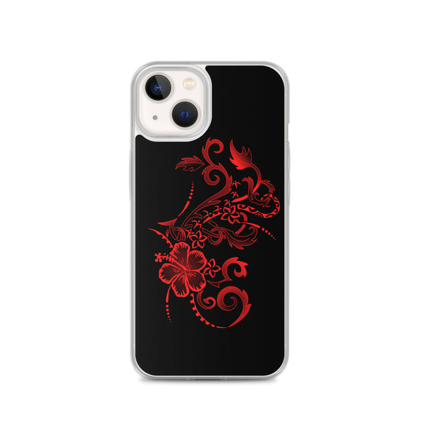 Hibiscus Tattoo iPhone Case - Red -  iPhone Case 11 12 13 (Pro Pro max Mini) 7 8 plus SE XR, X, XS, Xs max