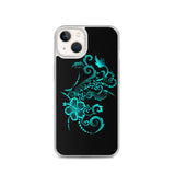 Hibiscus Tattoo iPhone Case - Teal -  iPhone Case 11 12 13 (Pro Pro max Mini) 7 8 plus SE XR, X, XS, Xs max