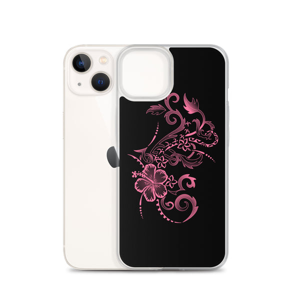 Hibiscus Tattoo iPhone Case - Hot Pink -  iPhone Case 11 12 13 (Pro Pro max Mini) 7 8 plus SE XR, X, XS, Xs max