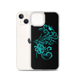 Hibiscus Tattoo iPhone Case - Teal -  iPhone Case 11 12 13 (Pro Pro max Mini) 7 8 plus SE XR, X, XS, Xs max
