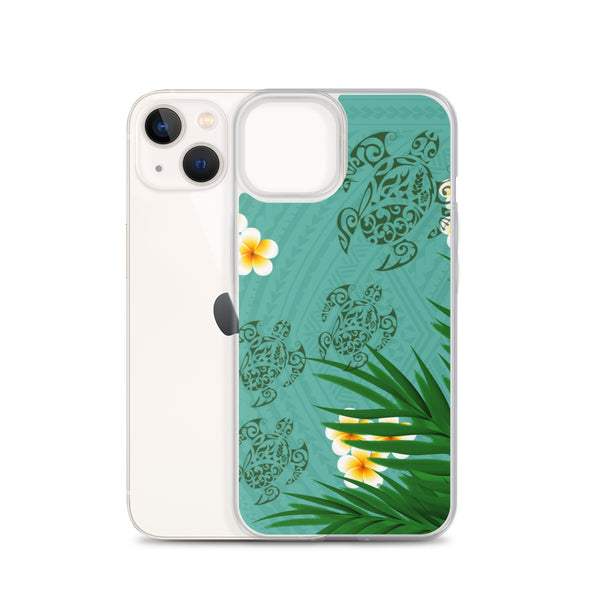 Honu (Hawaiian Sea Turtle) with Ferns and Plumerias Tattoo iPhone Case -  iPhone Case 11 12 13 (Pro Pro max Mini) 7 8 plus SE XR, X, XS, Xs max