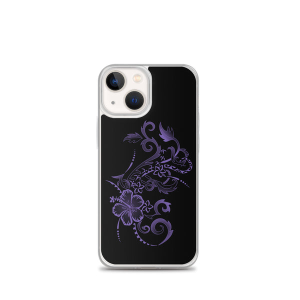 Purple Hibiscus Tattoo Tropical Flowers Hawaiian Floral iPhone Case 11 12 13 (Pro Pro max Mini) 7 8 plus SE XR, X, XS, Xs max