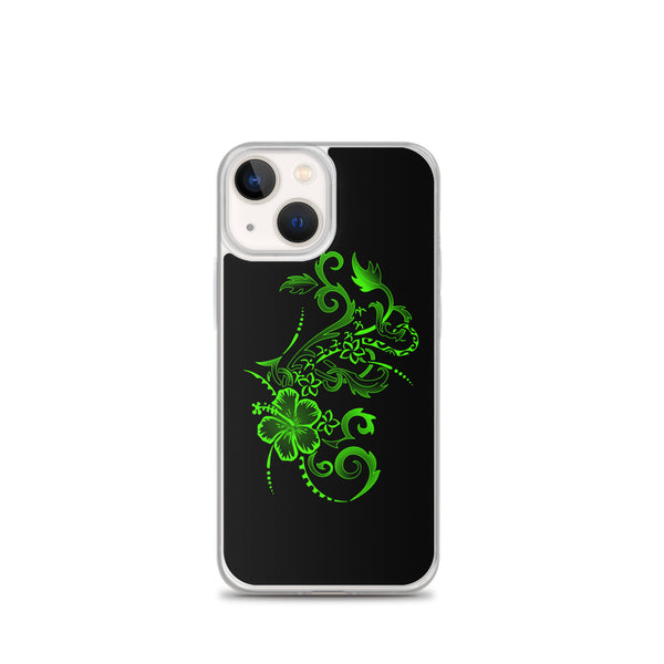 Hibiscus Tattoo iPhone Case - Lime Green -  iPhone Case 11 12 13 (Pro Pro max Mini) 7 8 plus SE XR, X, XS, Xs max