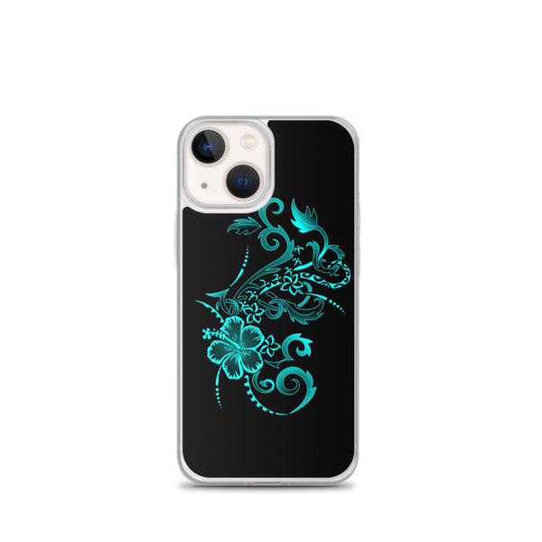 Hibiscus Tattoo iPhone Case - Teal -  iPhone Case 11 12 13 (Pro Pro max Mini) 7 8 plus SE XR, X, XS, Xs max