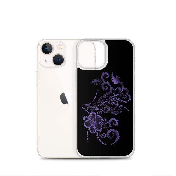 Purple Hibiscus Tattoo Tropical Flowers Hawaiian Floral iPhone Case 11 12 13 (Pro Pro max Mini) 7 8 plus SE XR, X, XS, Xs max