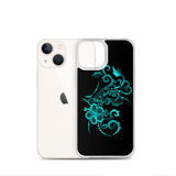 Hibiscus Tattoo iPhone Case - Teal -  iPhone Case 11 12 13 (Pro Pro max Mini) 7 8 plus SE XR, X, XS, Xs max
