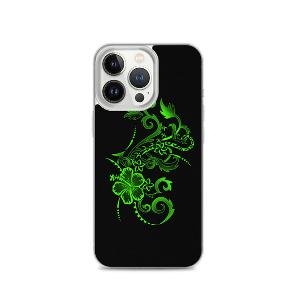 Hibiscus Tattoo iPhone Case - Lime Green -  iPhone Case 11 12 13 (Pro Pro max Mini) 7 8 plus SE XR, X, XS, Xs max