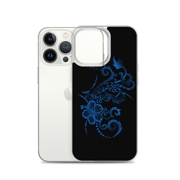 Hibiscus Tattoo iPhone Case - Blue -  iPhone Case 11 12 13 (Pro Pro max Mini) 7 8 plus SE XR, X, XS, Xs max