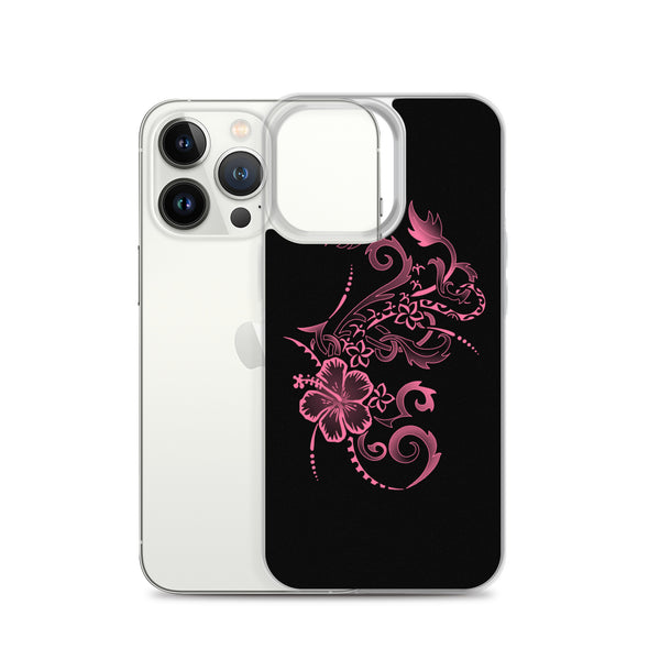 Hibiscus Tattoo iPhone Case - Hot Pink -  iPhone Case 11 12 13 (Pro Pro max Mini) 7 8 plus SE XR, X, XS, Xs max