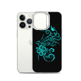 Hibiscus Tattoo iPhone Case - Teal -  iPhone Case 11 12 13 (Pro Pro max Mini) 7 8 plus SE XR, X, XS, Xs max