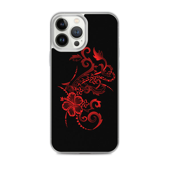 Hibiscus Tattoo iPhone Case - Red -  iPhone Case 11 12 13 (Pro Pro max Mini) 7 8 plus SE XR, X, XS, Xs max