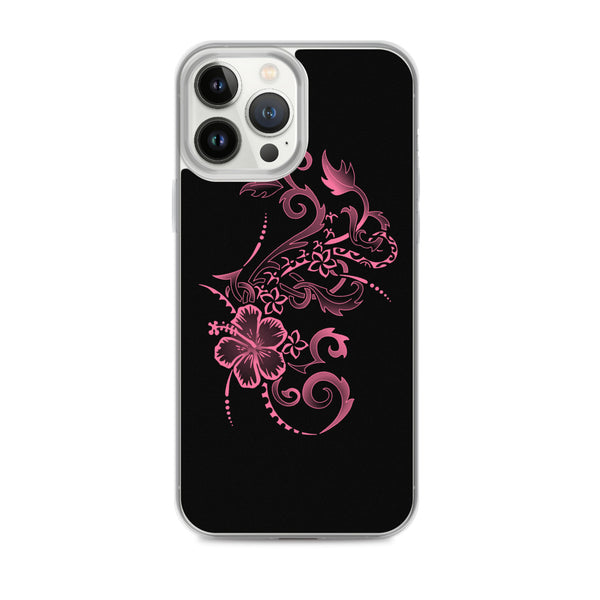 Hibiscus Tattoo iPhone Case - Hot Pink -  iPhone Case 11 12 13 (Pro Pro max Mini) 7 8 plus SE XR, X, XS, Xs max