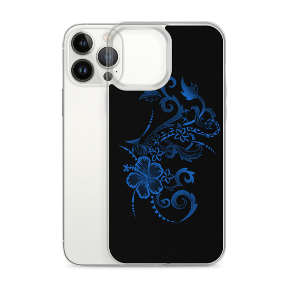 Hibiscus Tattoo iPhone Case - Blue -  iPhone Case 11 12 13 (Pro Pro max Mini) 7 8 plus SE XR, X, XS, Xs max