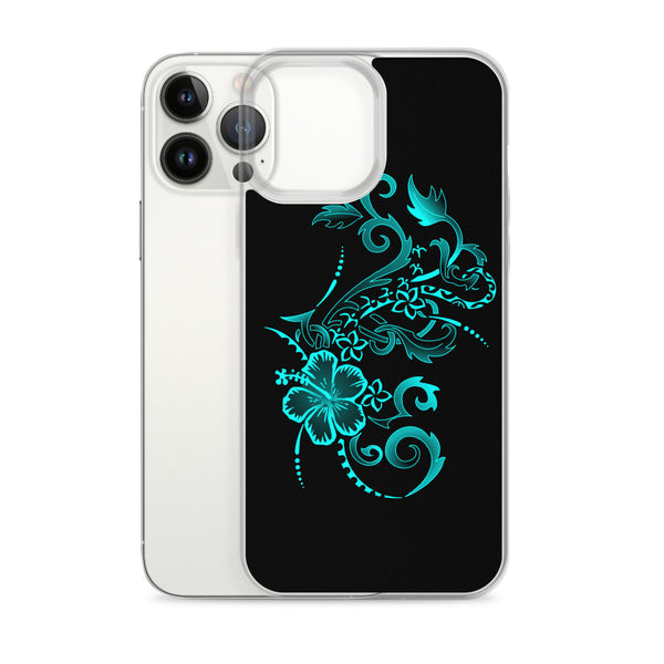 Hibiscus Tattoo iPhone Case - Teal -  iPhone Case 11 12 13 (Pro Pro max Mini) 7 8 plus SE XR, X, XS, Xs max