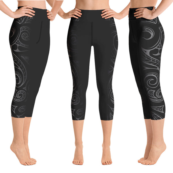 Polynesian tattoo capri leggings