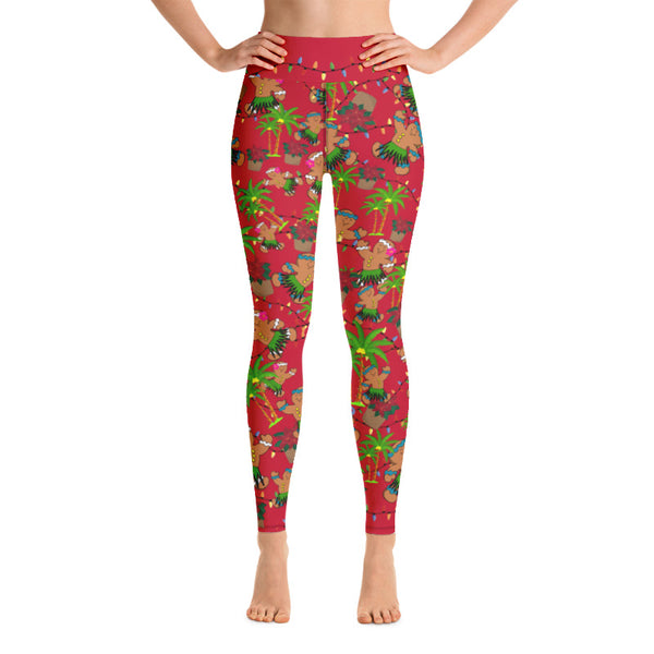 Red Christmas Hawaiian Leggings