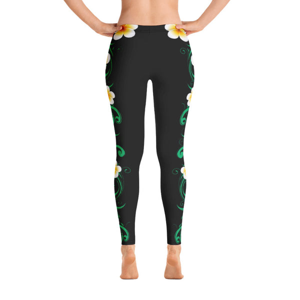 vibrant plumeria leggings