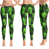 Lime Green Palm Tree Yoga Leggings