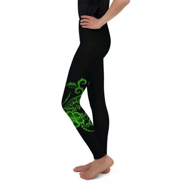 Lime Hibiscus Tattoo Kids Leggings